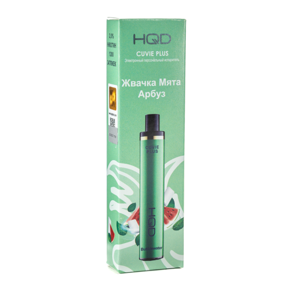 Одноразовая электронная сигарета HQD Cuvie Plus bubblewater (Жвачка мята арбуз) 1200 затяжек в Донецке